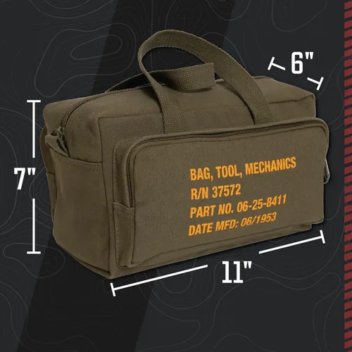 Miniatura 4 de Rothco 9113: Bolso de herramientas para mecánicos tipo G.I. con cremallera de bolsillo y sello militar Negro