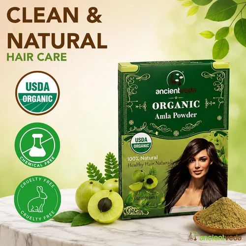 Miniatura 3 de Ancientveda Tratamiento orgánico natural para el crecimiento del cabello Antioxidantes Polvo limpiador Reduce las arrugas Amla, sin OMG
