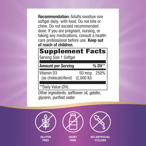 Miniatura 5 de Nature's Way, D3 2000 IU, vitaminas, 15590, 120, 1, 1