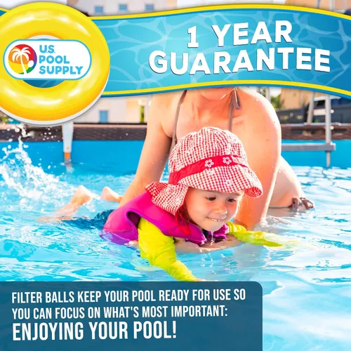 Miniatura 6 de U.S. Pool Supply Bolas de filtro de piscina azules de 1.5 libras para filtro de arena, medios de filtro de fibra reutilizables para filtros de arena