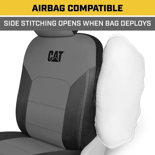 Miniatura 6 de Cat FlexHybrid - Fundas de asiento de automóvil, piel sintética de alta calidad gris + fundas de asiento de malla para autos, camiones, SUV, fundas