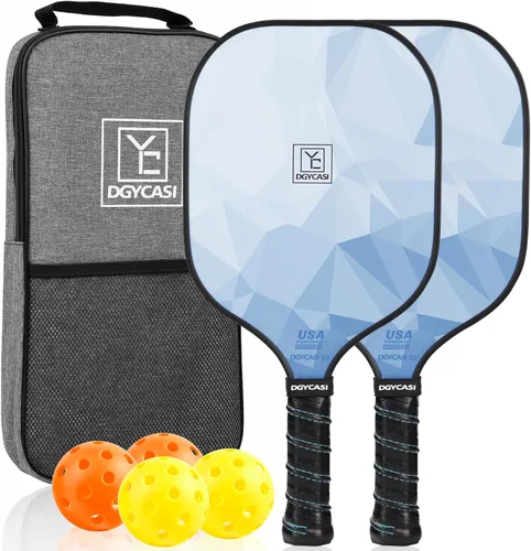 YC DGYCASI Pickleball Paddles Set of 2, 2026 USAPA Approved Pickleball Set, Fiberglass Lightweight Pickle Ball Rackets 2 Pack, 2 Outdoor Pickleball,