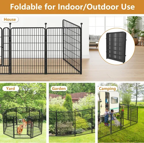 Miniatura 4 de Bolígrafos para perros al aire libre con valla para perros grandes, 40 pulgadas de alto, corralito para perros al aire libre, 8 paneles de metal