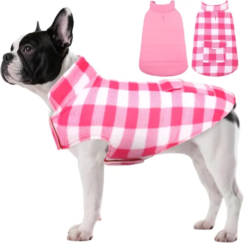 Miniatura 24 de ASENKU - Abrigo de invierno para perros, diseño a cuadros reversible, impermeable, para climas fríos, para perros pequeños, medianos y grandes Rojo