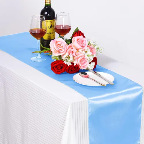 Miniatura 5 de Paquete de 12 caminos de mesa de satén de 12 x 108 pulgadas de largo para Navidad, fiestas de cumpleaños, banquetes, graduaciones, compromisos