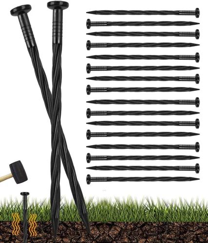 Paquete de 100 estacas de plástico de 8 pulgadas para bordes de paisaje, anclaje de paisaje, estaca en espiral para barrera de malezas, bordes de