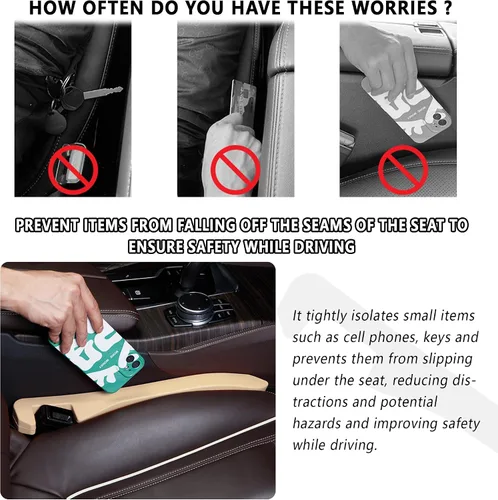 Miniatura 5 de Junecarp Paquete de 2 rellenos de espacio para asiento de automóvil, organizador flexible para evitar que los artículos se caigan, accesorios