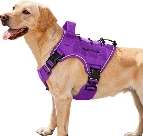 Miniatura 61 de Arnés táctico para perros grandes, chaleco reflectante ajustable sin tirones con sistema Molle, control de grado militar K9 para entrenamiento
