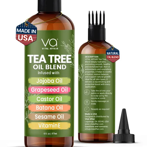 VITAL AFFAIR Aceite de Árbol de Té Para el Cabello Con Jojoba, Ricino, Aceite de Batana - Tratamiento de Árbol de Té Para el Cabello y Cuero