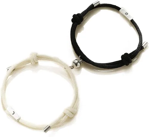 Dsxnklnd - Juego de 2 pulseras magnéticas de distancia para amantes del sol y la luna, para parejas, amantes de la amistad, joyería de moda, regalo