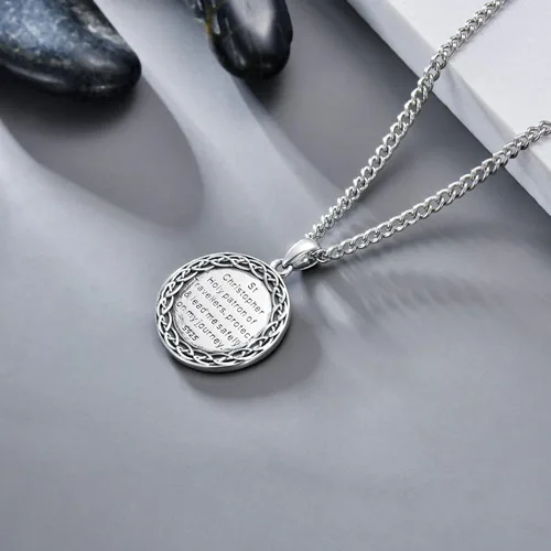 Miniatura 12 de CEKAMA - Collar de plata de ley 925 con dije de amuleto para hombres y mujeres, con cadena de 0.098 in, 22 pulgadas + 2 pulgadas