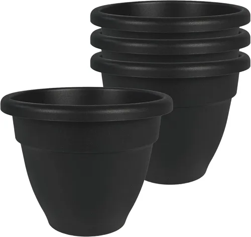 Miniatura 18 de The HC Companies, Caribbean - Maceta de plástico y ligera de 6 pulgadas para interiores y exteriores, maceta para hierbas y flores, color negro