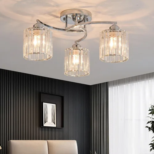 Miniatura 7 de Candelabro de cristal negro, lámpara de techo de 3 luces, accesorio de iluminación moderno para sala de estar, comedor, dormitorio