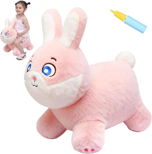 Miniatura 12 de INPANY Juguetes Saltarines de Vaca Animales de Granja para Regalos de Niña de 2 Años, Caballo Saltarín Inflable de Peluche para Niños, Montable Toro