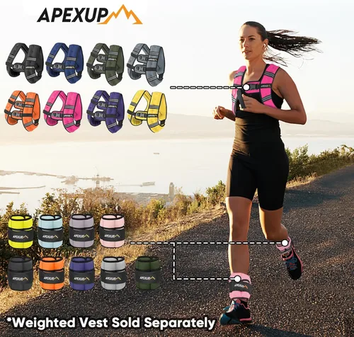 Miniatura 9 de APEXUP 10 libras/par de pesas de tobillo ajustables para mujeres y hombres, correas de peso modularizadas para piernas para yoga, caminar, correr