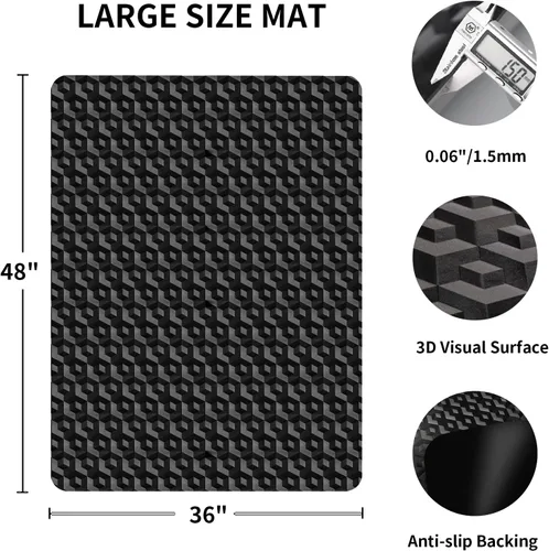 Miniatura 2 de Tapete para silla de oficina para suelos de madera dura, 48 x 36 pulgadas, tapete negro para silla con patrón 3D, protector de suelo resistente
