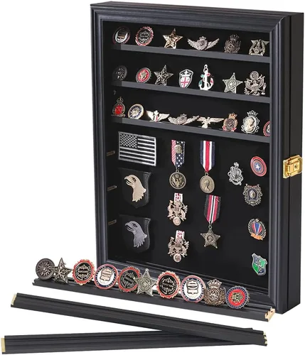 Miniatura 9 de Verani Vitrina para Exhibición de Medallas Paquete de 2 – Caja de Sombra para Exhibición de Monedas de Desafío Militar – Gabinete de Exhibición