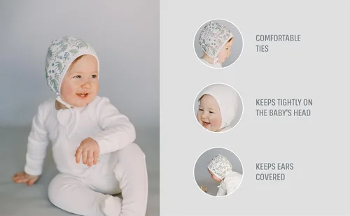 Miniatura 4 de KLUSHA Gorro de bebé de doble cara de bambú y algodón para recién nacidos, gorro de hospital reversible transpirable para todas las estaciones