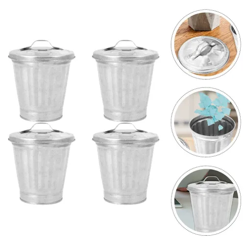 Miniatura 6 de Beavorty Mini bote de basura de escritorio con tapa de 3.74 pulgadas, cesta de basura compacta para el hogar, oficina, dormitorio, mesa, organizador