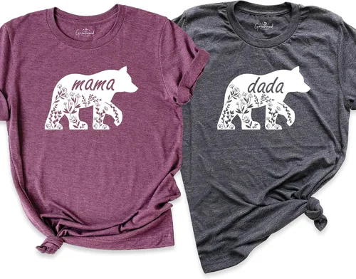 Miniatura 9 de Camisa de silueta floral de mamá oso, camisa de papá oso, camisa de regalo del día de la madre, camisetas de oso familiar, camisa de mamá oso