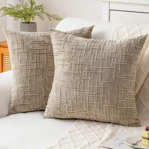 Miniatura 16 de Fundas de almohada decorativas de 18 x 18 pulgadas, juego de 4, suaves, sólidas, de estilo granja, fundas de almohada de chenilla para sofá, fundas
