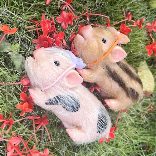 Miniatura 7 de OtardDolls Muñecas de cerdo Reborn realistas, 5 pulgadas, suaves, realistas, lindas muñecas de cerdo recién nacidas con accesorios de juguete