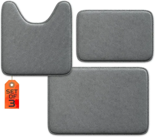 Miniatura 53 de Alfombra de baño de lujo – 1 pieza de alfombrilla de baño de espuma viscoelástica, antideslizante y ultrasuave, altamente absorbente, fácil