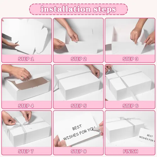 Miniatura 7 de 12 cajas de regalo grandes blancas con tapa, caja de regalo plegable de 12 x 9 x 4 pulgadas con cinta, cajas de regalo de fiesta para regalos, día