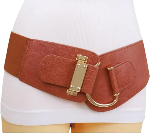 Miniatura 109 de TFJ - Cinturón ancho de moda para mujer, cintura alta, hebilla de gancho de metal dorado, talla XS, S, M, L, XL