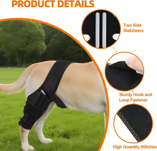 Miniatura 3 de Rodillera para perro para pierna trasera desgarrada del ACL, soporte ajustable para cadera de perro para pierna trasera con estabilizadores