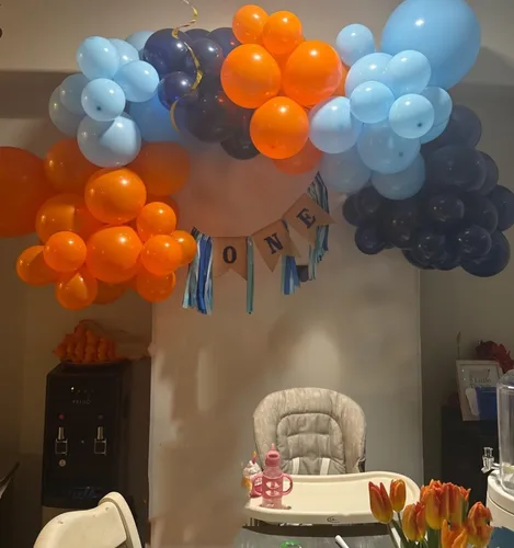 Miniatura 3 de Kit de Arco de Guirnalda de Globos Naranja Azul Kit de Arco de Globos Naranja Azul Marino Kit de Globos de Látex Perla Azul Oscuro Claro Globos