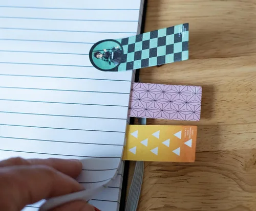 Miniatura 4 de Retrato de personaje de Demon Slayer 5 pestañas adhesivas de notas Marcadores de página de libros, papel de papelería para notas de trabajo