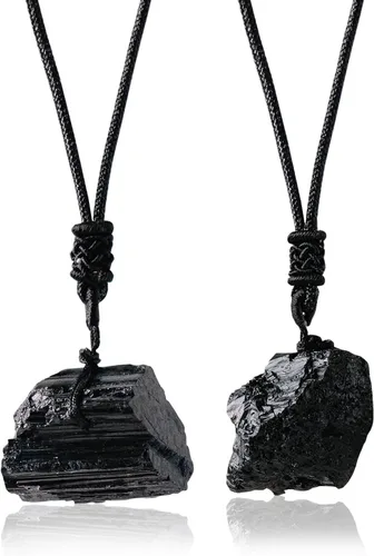 Miniatura 8 de Apengshi Colgante de turmalina negra de cristal natural, collar con colgante de piedra curativa irregular, colgante de piedra curativa irregular