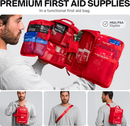 Miniatura 4 de SurviveX Kit de primeros auxilios profesional grande para automóvil, viajes y hogar, kit de emergencia para senderismo, camping, mochilero y al aire
