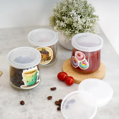 Miniatura 5 de Oui - Juego de 48 tapas para tarros de yogur Oui, tapas de repuesto de plástico transparente compatibles con tarros de yogur Oui, tapas para tarros