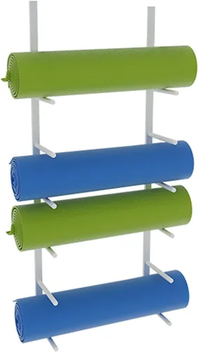 Miniatura 8 de Estante de almacenamiento para esterilla de yoga de 6 niveles, soporte de rodillo de espuma de hierro forjado para estudio de gimnasio en casa