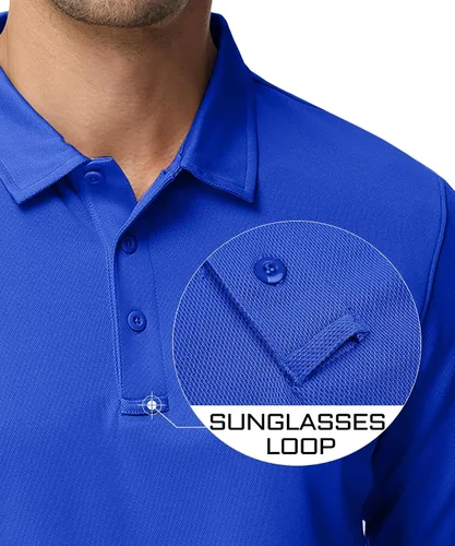 Miniatura 3 de MAGCOMSEN Camisas polo para hombre, 3 botones, secado rápido, manga larga, tácticas, camisa de golf