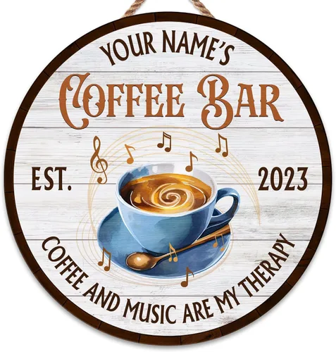 Miniatura 23 de Artsy Woodsy Letrero personalizado de madera para cafetería, placa de pared para decoración de cocina, regalos personalizados para amantes del café
