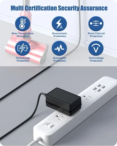 Miniatura 6 de Para PRETTYGARDEN CARE - Cargador inalámbrico para aspiradora compatible con SPRETTYCARE W100 W200 W300 W400 20KPa 22.2V 180W cable de alimentación