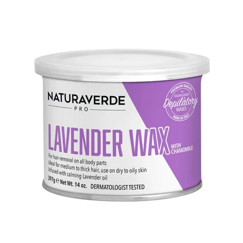 Naturaverde Pro Lavender - Cera suave para depilación corporal y facial, depilador de cera para mujeres, todo tipo de piel, formulada con manzanilla
