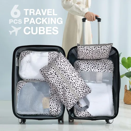Miniatura 6 de Juego de 6 cubos de compresión para maletas, cubos de embalaje con bolsa de zapatos, bolsa grande de cosméticos, bolsa de ropa, bolsas
