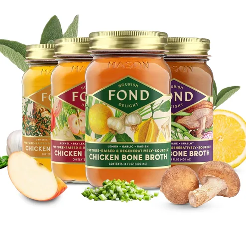 Miniatura 10 de FOND - Caldo de hueso de res regenerativo alimentado con pasto y caldo de hueso de pollo criado en pasto, caldo de carne de res y pollo a fuego