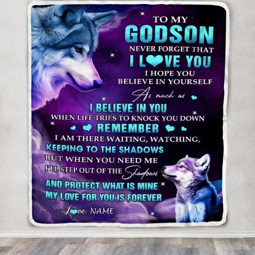 Miniatura 3 de Manta personalizada con texto en inglés «To My Godson», de Godmother Godmother Wolf Moon, My Love for You is Forever Godson Birthday Christmas