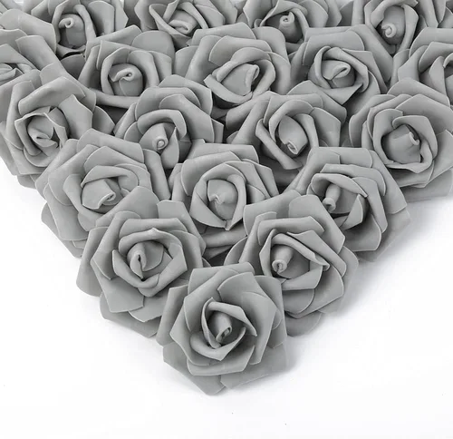 Miniatura 19 de IPOPU 100 unidades de rosas artificiales de aspecto real, rosas falsas de color rosa bebé, rosas de espuma rubor para centros de mesa de boda, Rosa