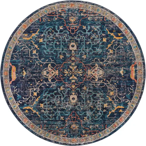 Miniatura 3 de Unique Loom Lola Collection - Alfombra vivacious (7 pies 10 pulgadas, redonda, azul marino/azul claro)