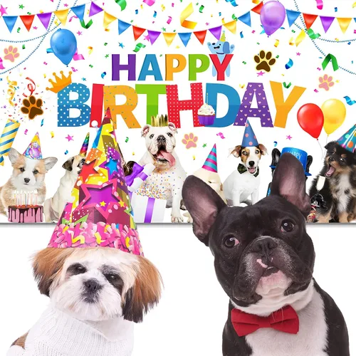 Miniatura 7 de Tatuo Telón de fondo de cumpleaños para perros, decoración de fiesta de cumpleaños de cachorros, pancarta temática de perro, fondo de fotografía