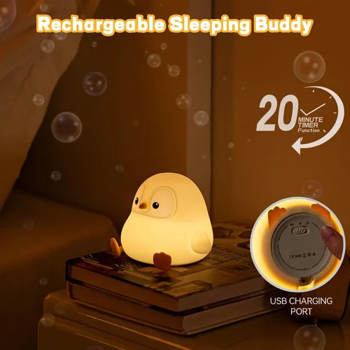 Miniatura 3 de Luz Nocturna de Pingüino para Niños, Linda Lámpara de Pingüino de Silicona para Guardería, Lámparas de Noche Regulables y Esponjosas al Toque