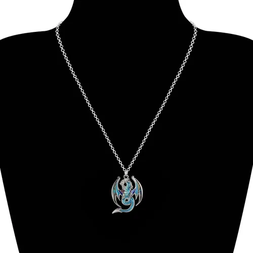 Miniatura 2 de BONSNY Esmalte fantasía dragón collares colgante para mujer joyería símbolo de la suerte 18" (azul), Esmalte, No es una piedra preciosa