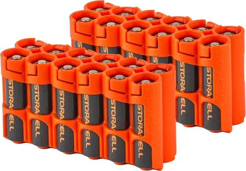 Miniatura 8 de Storacell AA-12 Organizador de almacenamiento de baterías y dispensador (paquete de 2), verde militar, capacidad para 12 pilas AA (no incluidas)