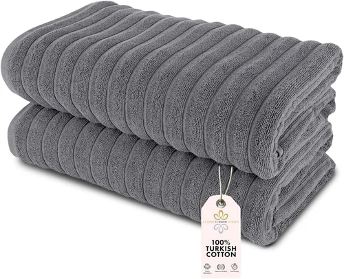 Miniatura 16 de Classic Turkish Towels - Juego de toallas de baño de algodón extragrande de alta calidad, gruesas y absorbentes, toallas de baño de lujo acanaladas